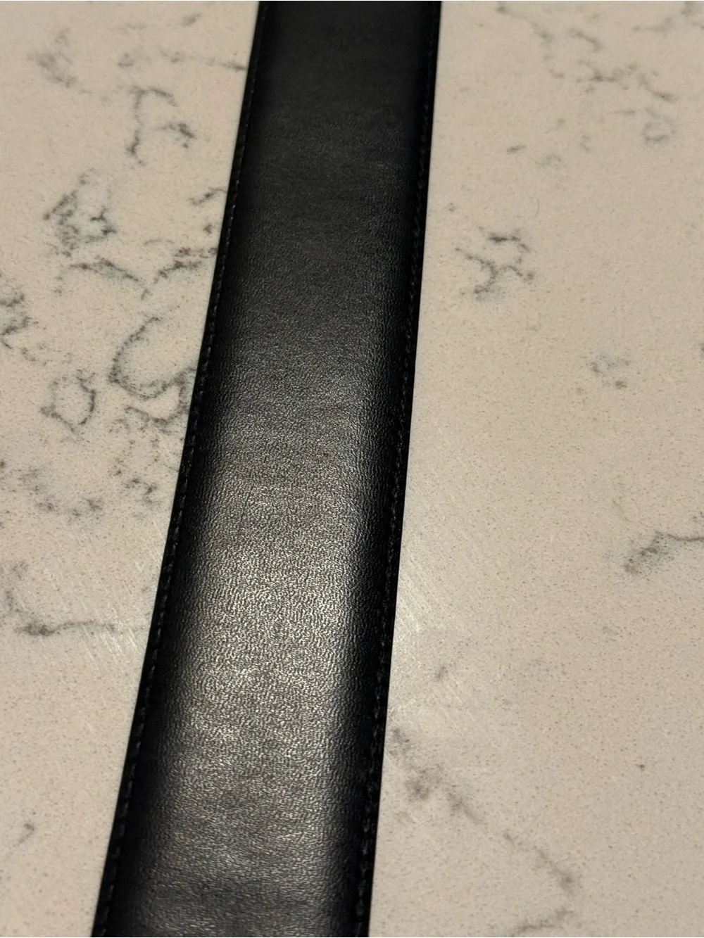 Louis Vuitton Black Leather Textured Belt with Subtle Monogram